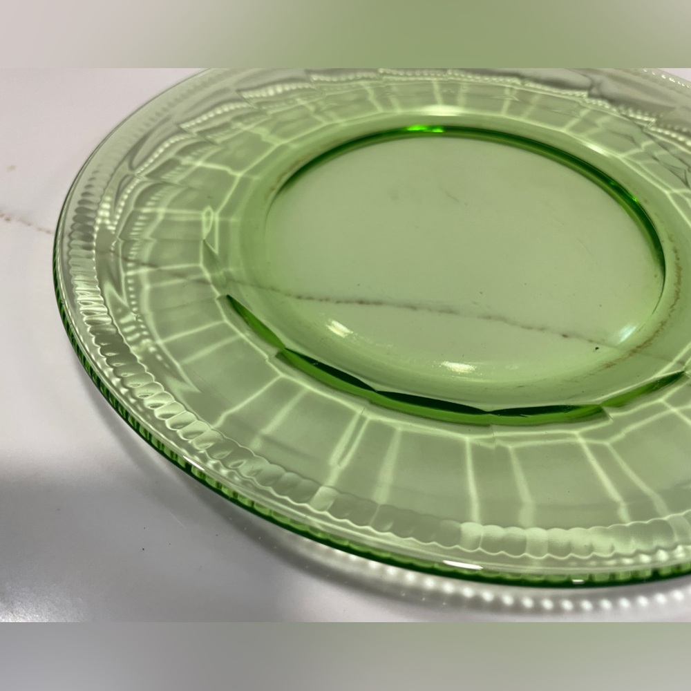 Federal Glass Colonial Fluted Rope Green Luncheon Plate